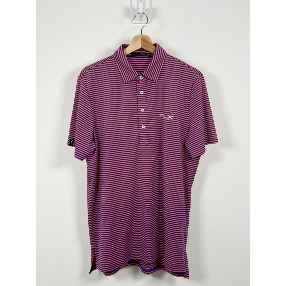 RLX Ralph Lauren Golf Polo Shirt Mens Medium Striped Performance Stretch Preppy